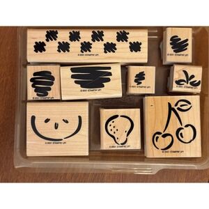 Stampin Up! Lot of 9 Two Step Fruit w/‎ original case-2001 vintage rubber stamps